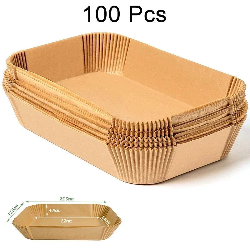 Rectangle Disposable Air Fryer Paper Non-Stick Airfryer Baking Paper Liner Oilproof Oven Pad Mat for Ninja Foodi DualZone Basket