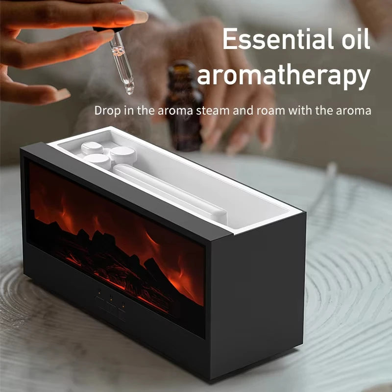 Creative Fireplace Air Humidifier Dynamic Flame Fireplace Aromatherapy Diffuser with Timer Remote Control Essential Oil Diffuser