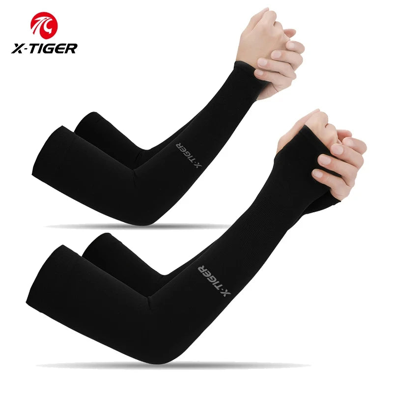 X-TIGER Cycling Arm Sleeves Ice Fabric  Anti-UV Sunscreen Running Cycling Sleeve Outdoor Sport Cycling Arm Warmers Men Women