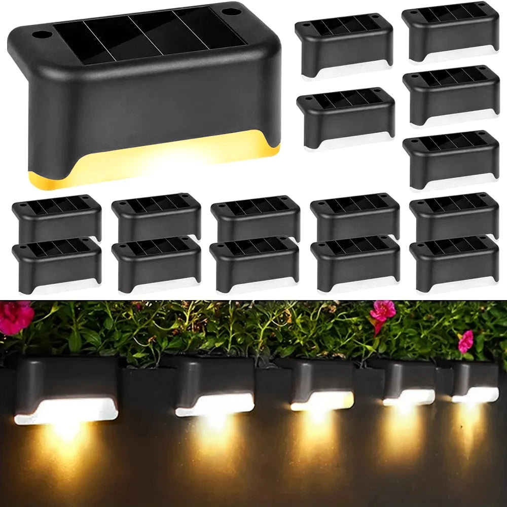 4/16Pack LED Solar Stair Light Lamp Waterproof Passage Courtyard Guardrail Step Night Light for Outdoor Garden Borders Terrace