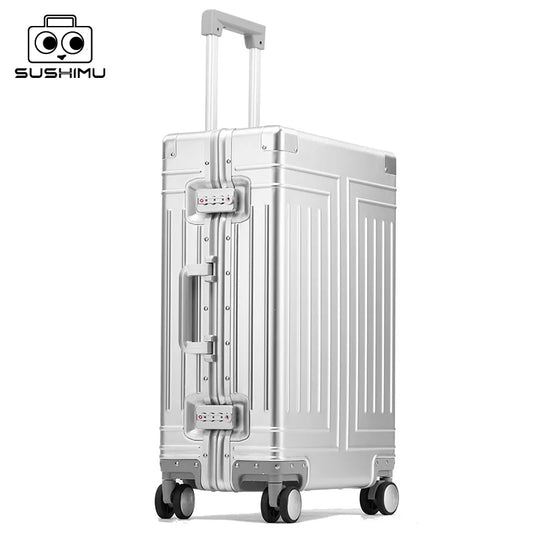 100% Aluminum-magnesium alloy Travel Suitcase Rolling Luggage 20/24/28 inch Trolley Luggage Carry-On Cabin Suitcase