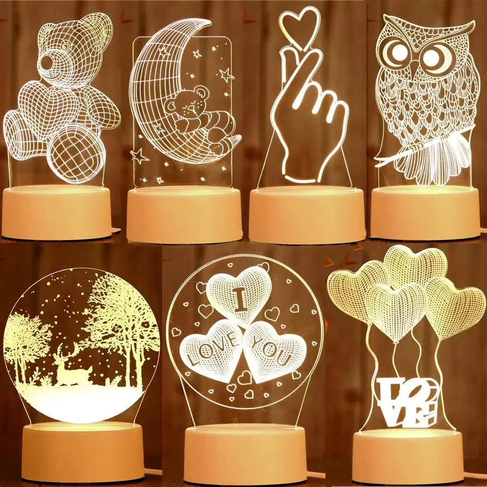 1pc Night Light Creative Acrylic Bedroom Bedside LED Table Lamp Holiday Event Gift System Gifts