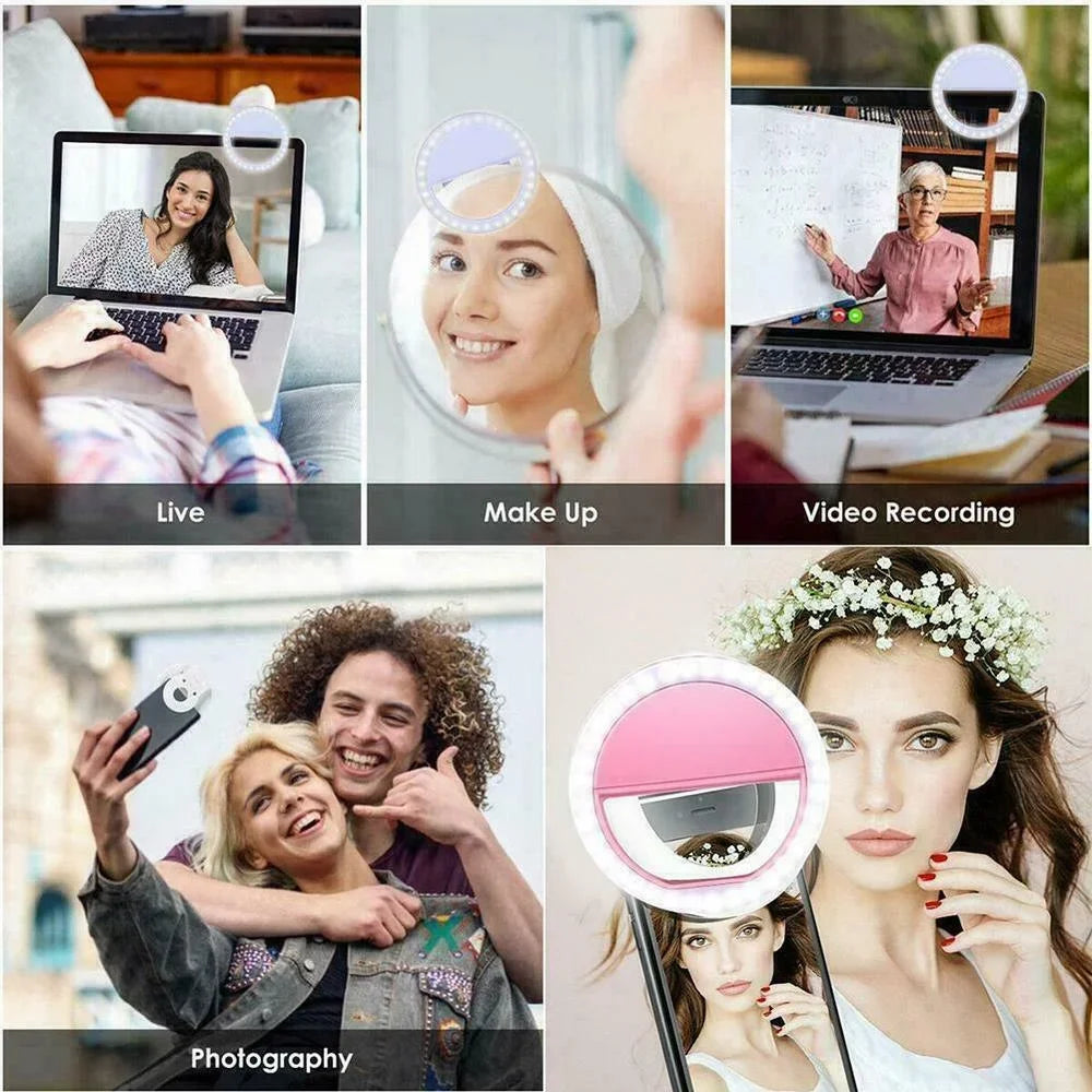 USB Charge Led Selfie Ring Light Mobile Phone Lens LED Selfie Lamp Ring for iPhone Samsung Xiaomi Huawei Phone Selfie Light