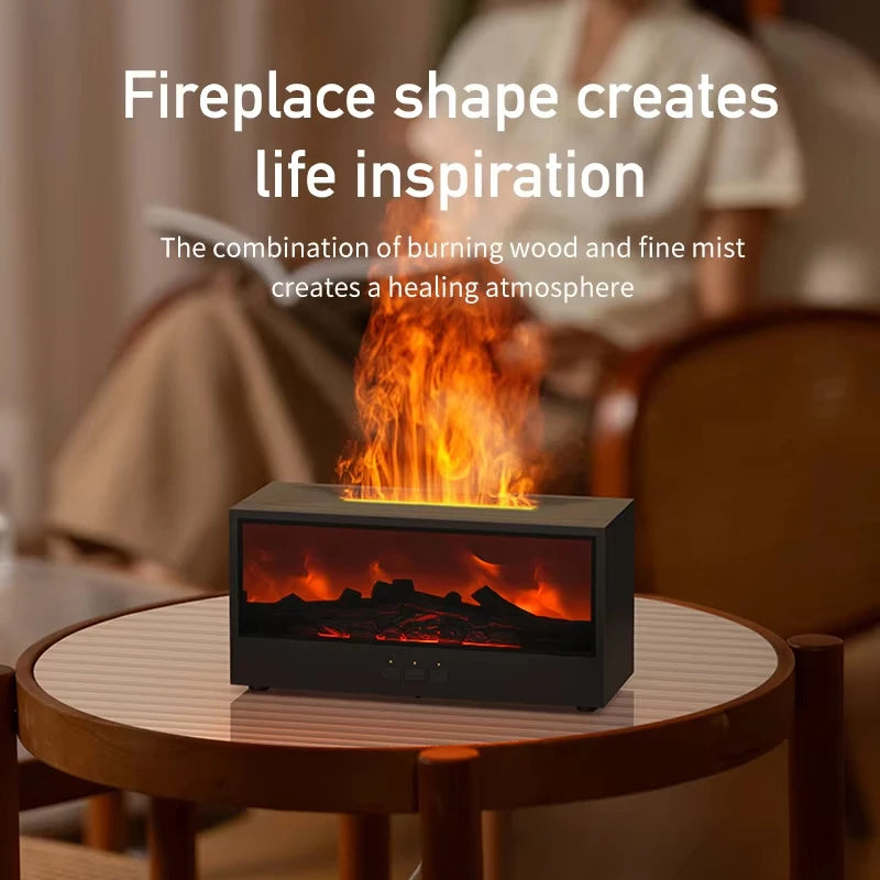 Creative Fireplace Air Humidifier Dynamic Flame Fireplace Aromatherapy Diffuser with Timer Remote Control Essential Oil Diffuser