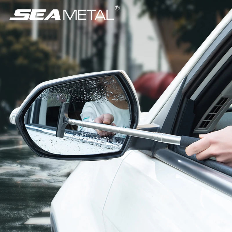 SEAMETAL Car Telescopic Rearview Mirror Squeegee Portable Rainy Glass Window Handheld Wiper Car Side Mirror Cleaning Tool