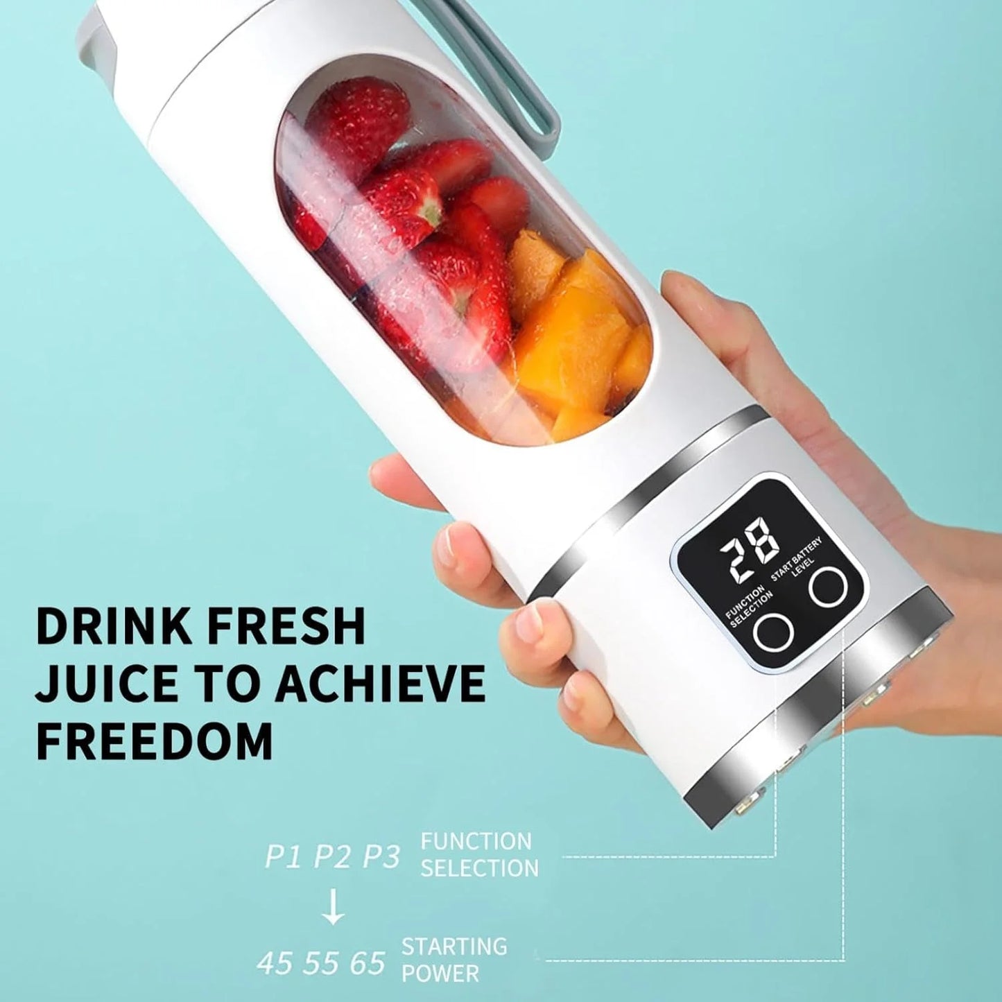 Portable Fruit Juice Blenders 3 Speed Adjustable Multifunction Juicers 8 Blade Easy Juicing Large Capacity Smoothies Processor