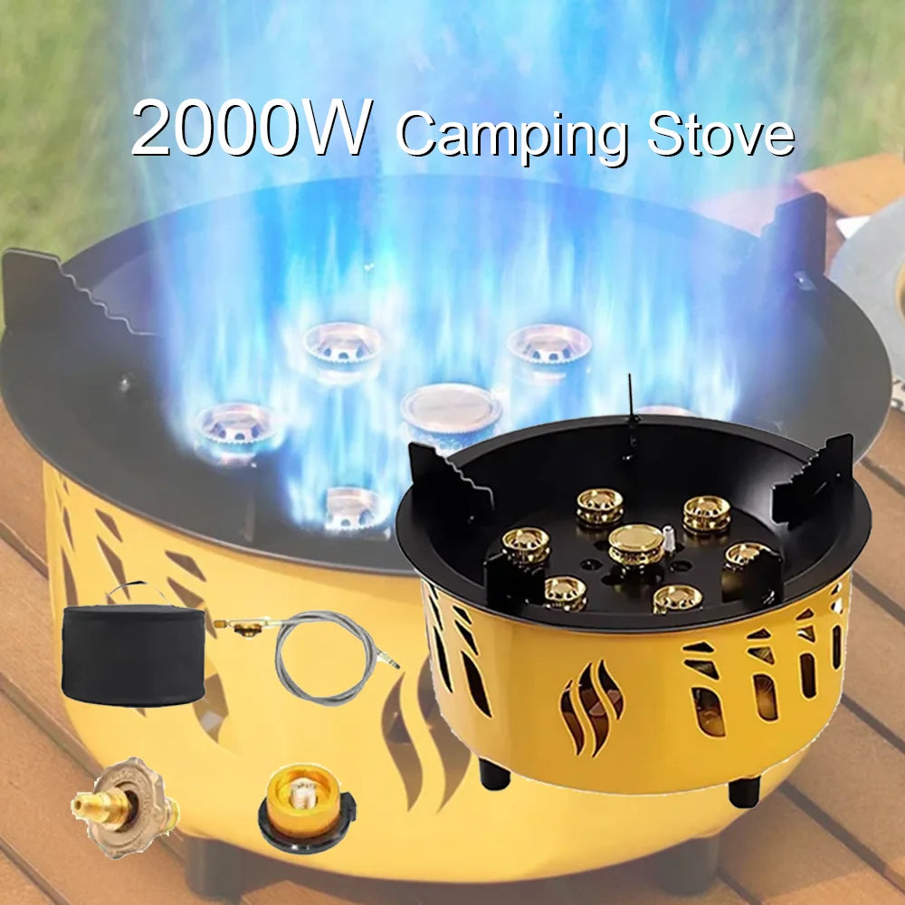 20000W Camping Stove Strong Fire Power Portable Tourist Camping Burners Folding Hiking Picnic BBQ Cooking Equipment Gas Stove