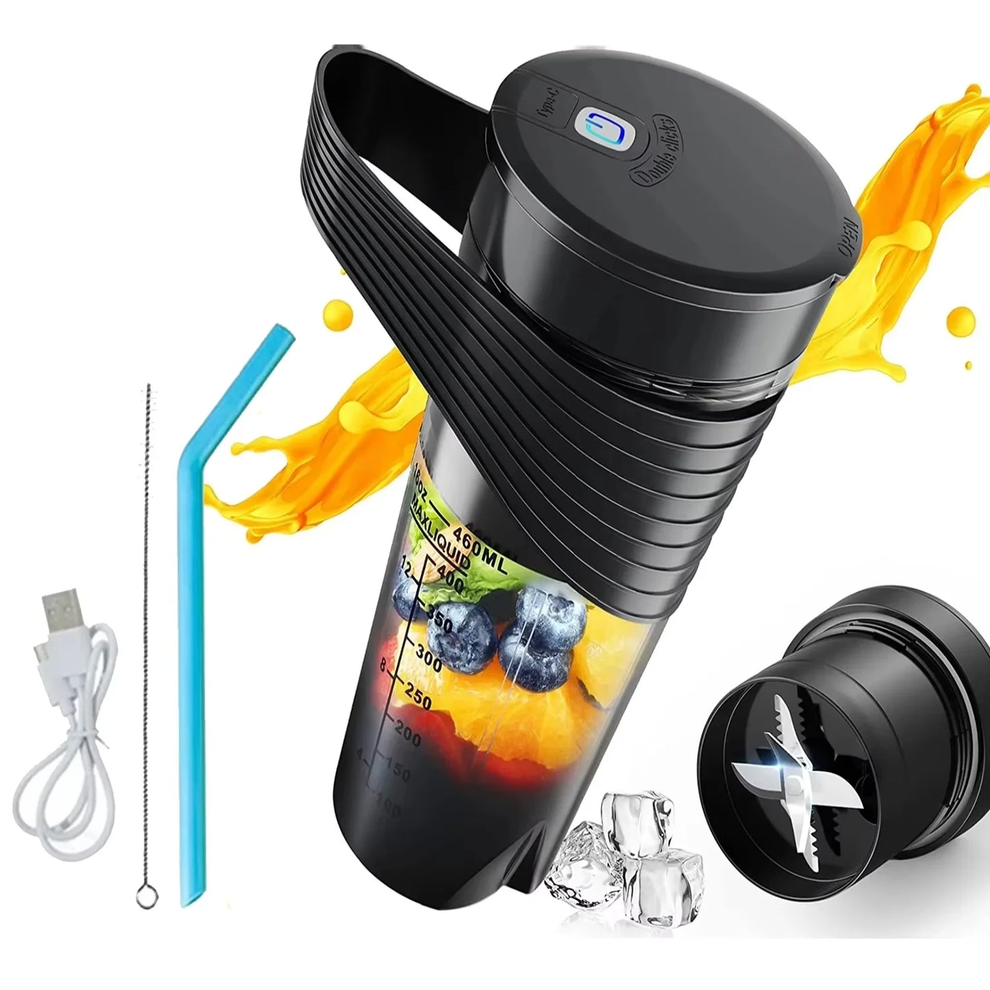 Portable Blender Juicer Type-C Charging Personal Smoothie Blender Fresh Juice Mixer Machine Sport Travel Shakes Stirr