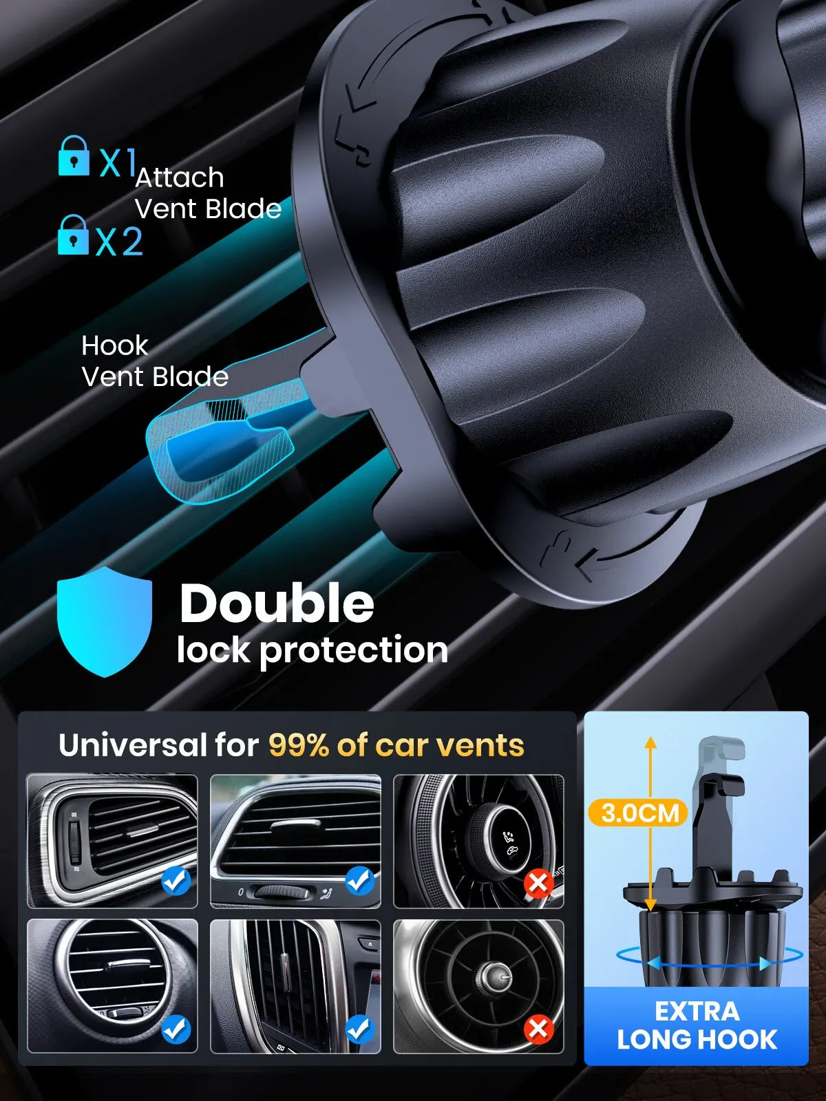 TOPK Magnetic Car Phone Mount in Car Phone Holder Air Vent Magnetic 6 N52 Magnets Universal Mobile Phone Holders for iPhone 15