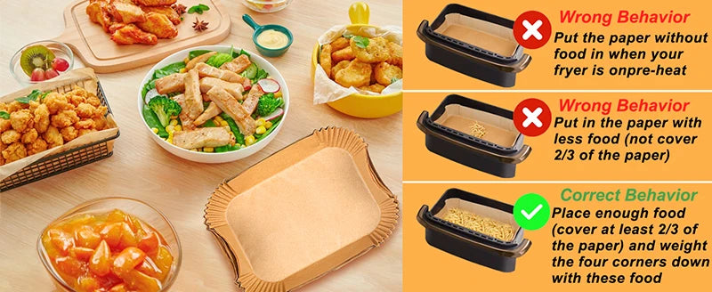 Rectangle Disposable Air Fryer Paper Non-Stick Airfryer Baking Paper Liner Oilproof Oven Pad Mat for Ninja Foodi DualZone Basket