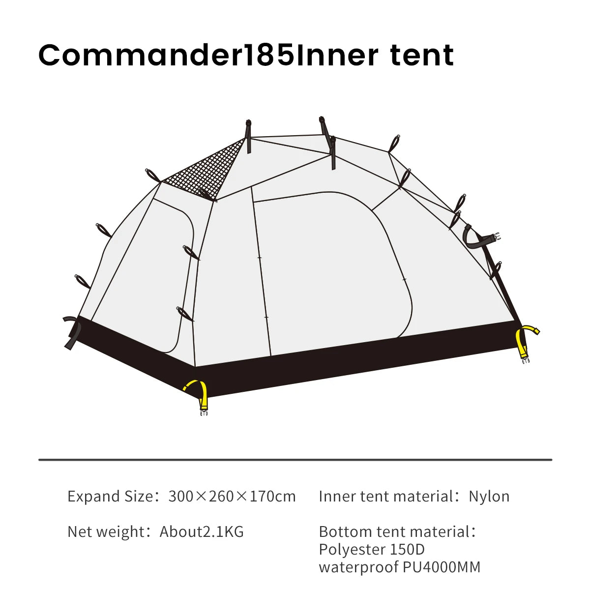 MOBI GARDEN Camping Tent Commander Dome Tent Shelter Waterproof Windproof Ultra-light 70D Nylon 160/185/245CM