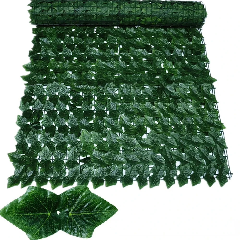 50X200cm Artificial Ivy Hedge Green Leaf Fence Panels Faux Privacy Fence Screen for Home Outdoor Garden Balcony Decoration 1X3m