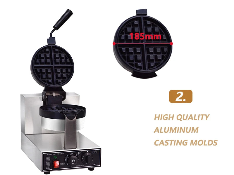 Commercial Waffle Maker Electric hodo sweets machine Baking Biscuit Machine Rotatable Head Egg Cake Maker 1300W 110-220v