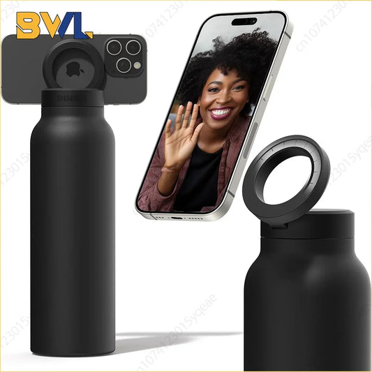 24 Oz Insulated Stainless Steel Sports Bottle Insulated Mug with Magnetic Phone Holder Outdoor Sports Water Bottle