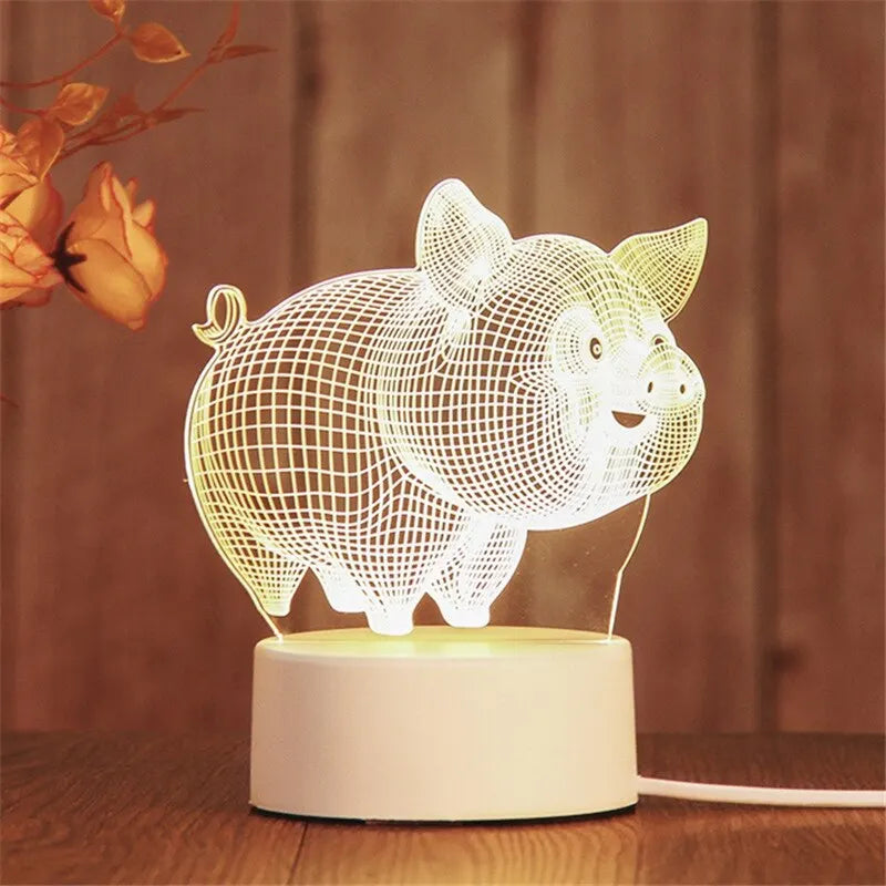 1pc Night Light Creative Acrylic Bedroom Bedside LED Table Lamp Holiday Event Gift System Gifts