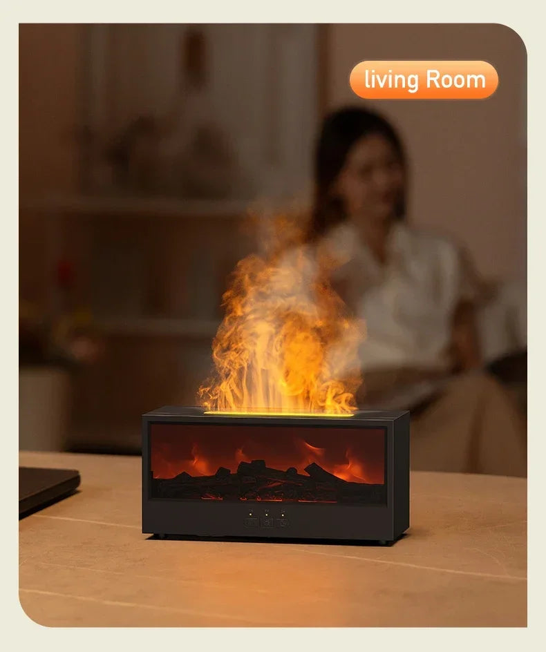 Creative Fireplace Air Humidifier Dynamic Flame Fireplace Aromatherapy Diffuser with Timer Remote Control Essential Oil Diffuser