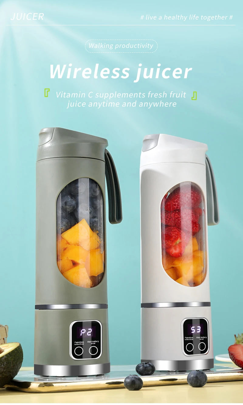 450ml Fruit Juicer 8 Blades 3 Gears USB Rechargeable Portable Blender Ice Crusher for Shakes and Smoothies Juicer Cup