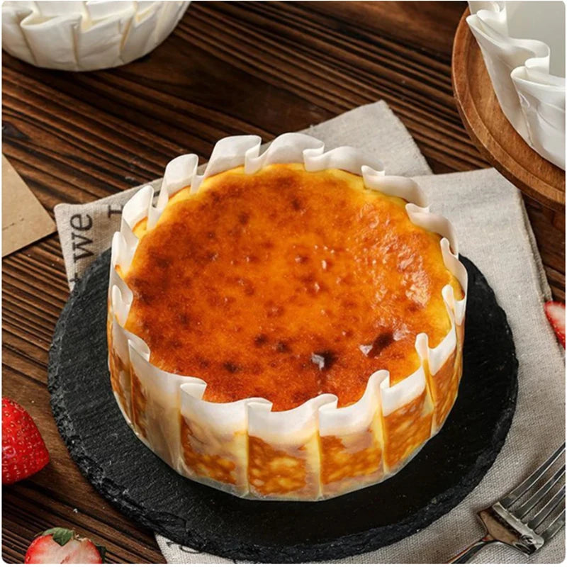 4/6/8 inch Basque Cheesecake Oil Paper Tray Foldable Cake Mold Disposable Release Mousse Cake Paper Baking Oil Proof Edge Paper