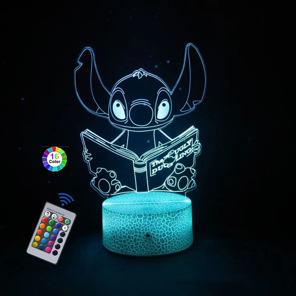 3D Night Light Stitch cartoon with Remote Control and Smart Touch Room Decor Lamp Birthday Valentine's Day Christmas Gifts