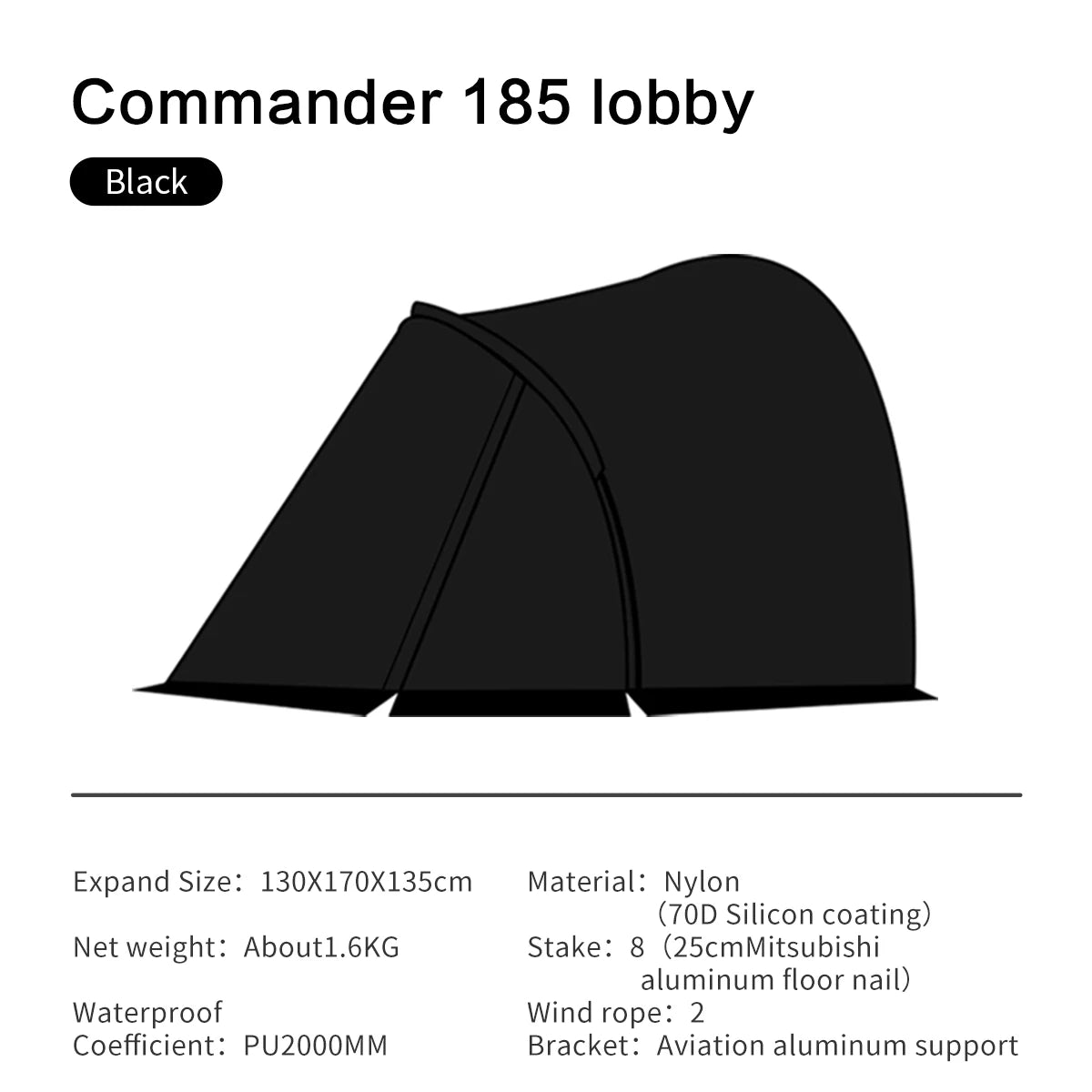 MOBI GARDEN Camping Tent Commander Dome Tent Shelter Waterproof Windproof Ultra-light 70D Nylon 160/185/245CM