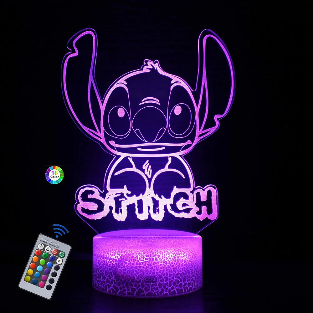 3D Night Light Stitch cartoon with Remote Control and Smart Touch Room Decor Lamp Birthday Valentine's Day Christmas Gifts