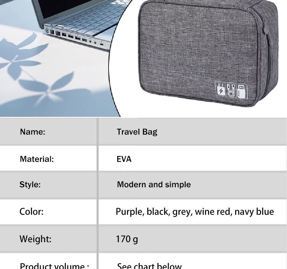 Cable Storage Bag Waterproof Digital Electronic Organizer Portable USB Data Line Charger Plug Storage Bag Travel Cable Organizer