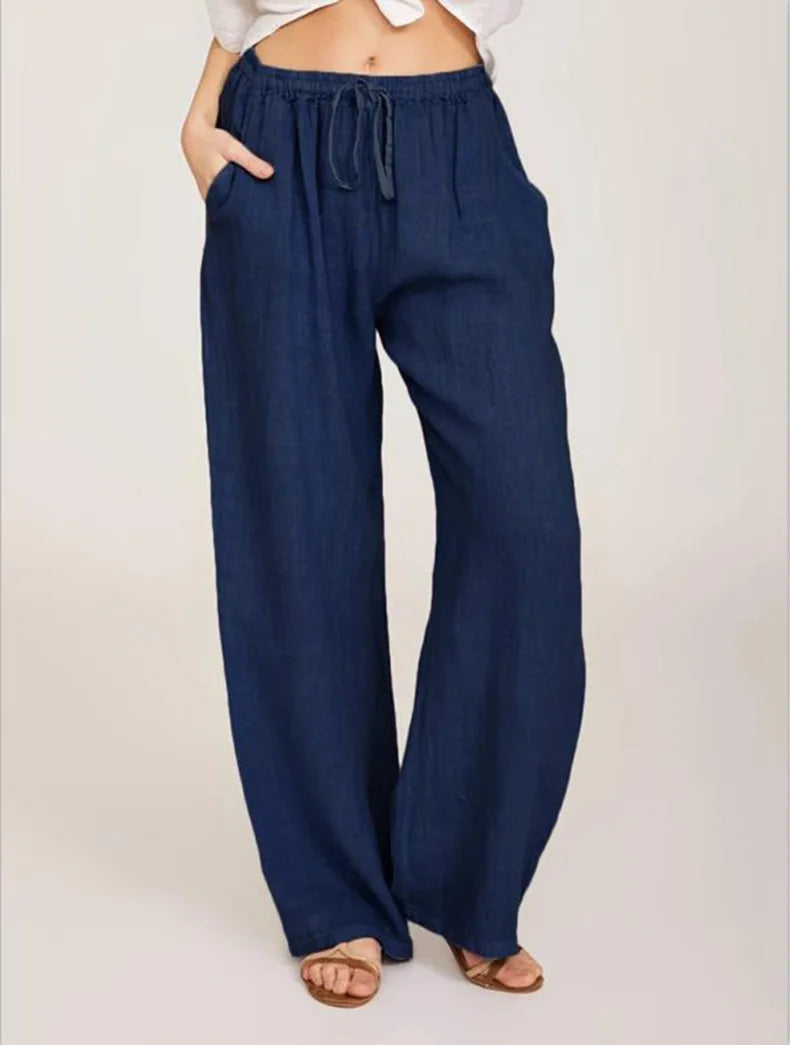 Summer and Autumn New Casual Women's Wear in Europe, America, and Europe Large Loose Cotton Hemp Casual Pants