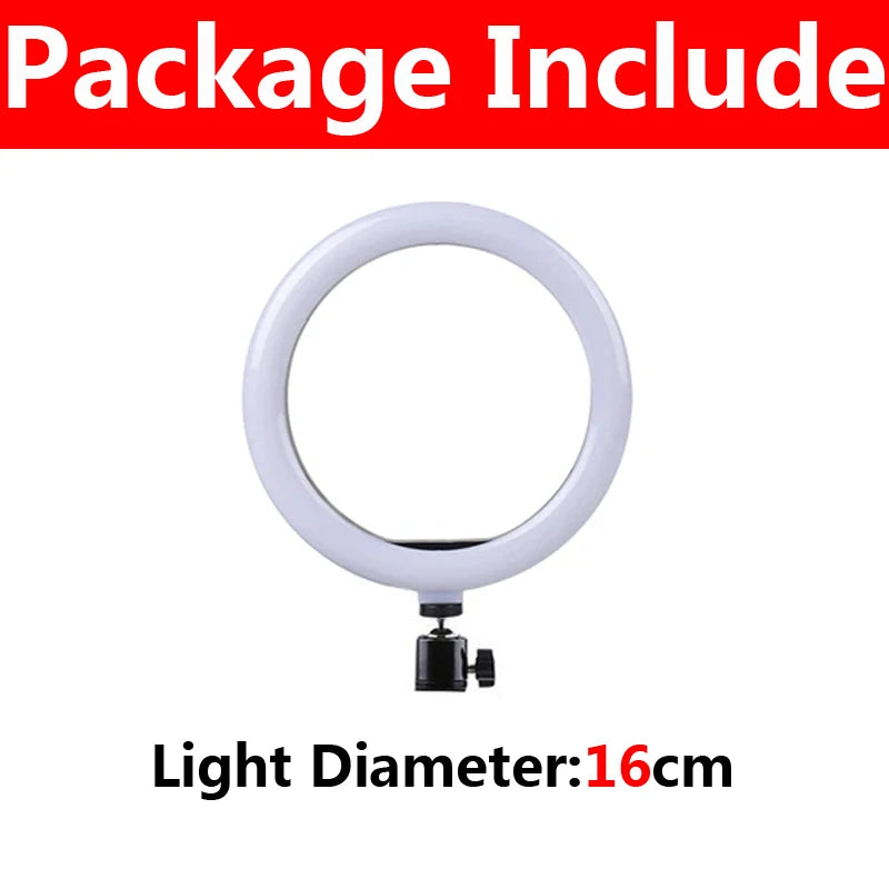 10 Inch LED Ring Light Photographic Selfie Ring Lighting with Phone Holder for Tiktok Youtube Makeup Video Live Studio Ring Lamp