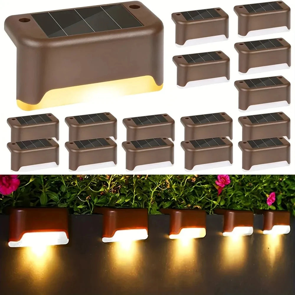 4/16Pack LED Solar Stair Light Lamp Waterproof Passage Courtyard Guardrail Step Night Light for Outdoor Garden Borders Terrace