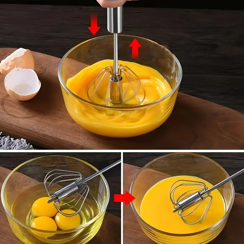 Stainless Steel Egg Beater Durable Semi-Automatic Mixer for Effortless Egg Cream Mixing Stirring and Beating for Kitchen Baking