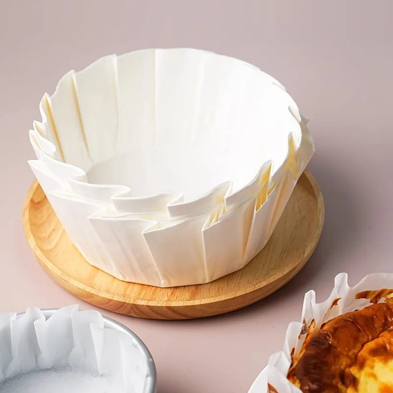 4/6/8 inch Basque Cheesecake Oil Paper Tray Foldable Cake Mold Disposable Release Mousse Cake Paper Baking Oil Proof Edge Paper