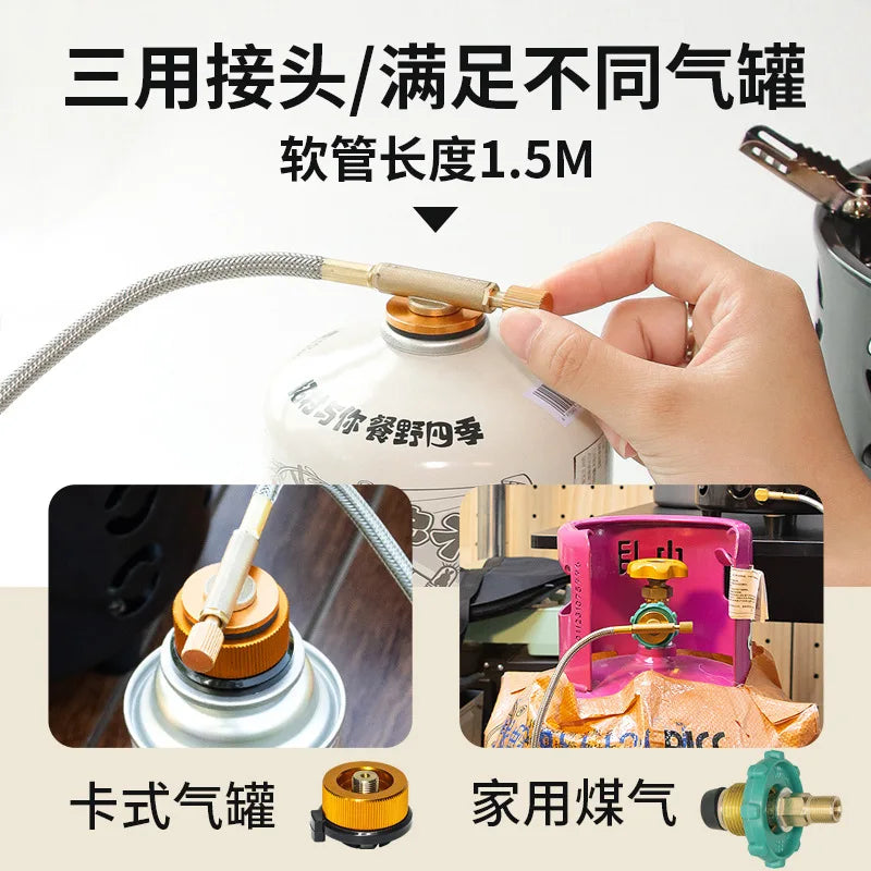 19800W 7-Core Camping Stove High-Power Strong Fire Portable Tourist Gas Burner Windproof Electronic Ignition Camping Equipment