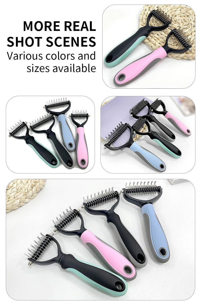 Pet Hair Removal Comb Cat Dog Brush Pet Hair Grooming Tool Puppy Hair Shedding Combs Pet Fur Trimming Dematting Deshedding Brush