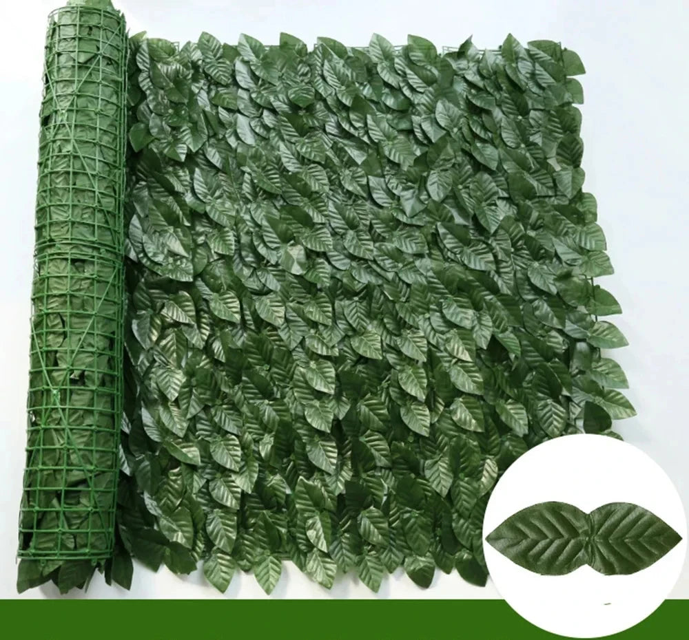 50X200cm Artificial Ivy Hedge Green Leaf Fence Panels Faux Privacy Fence Screen for Home Outdoor Garden Balcony Decoration 1X3m