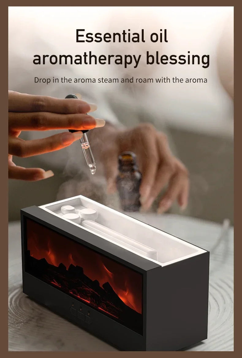 Creative Fireplace Air Humidifier Dynamic Flame Fireplace Aromatherapy Diffuser with Timer Remote Control Essential Oil Diffuser