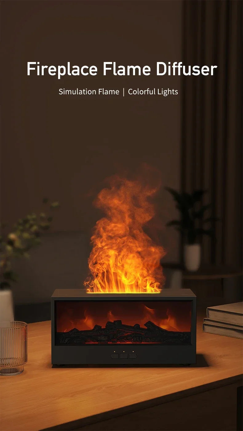 Creative Fireplace Air Humidifier Dynamic Flame Fireplace Aromatherapy Diffuser with Timer Remote Control Essential Oil Diffuser