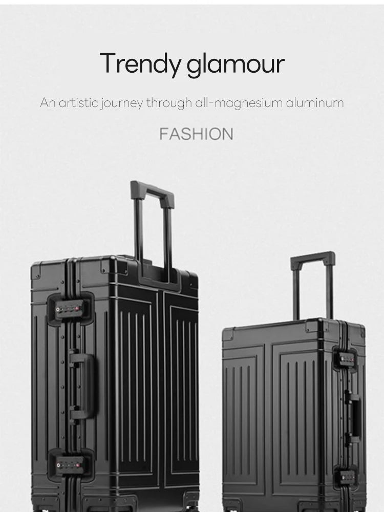 100% Aluminum-magnesium alloy Travel Suitcase Rolling Luggage 20/24/28 inch Trolley Luggage Carry-On Cabin Suitcase