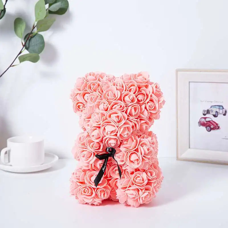 Rose bear teddy bear, 25cm flower bear teddy bear, Valentine's Day Gift, Christmas gift, birthday gift, party gift