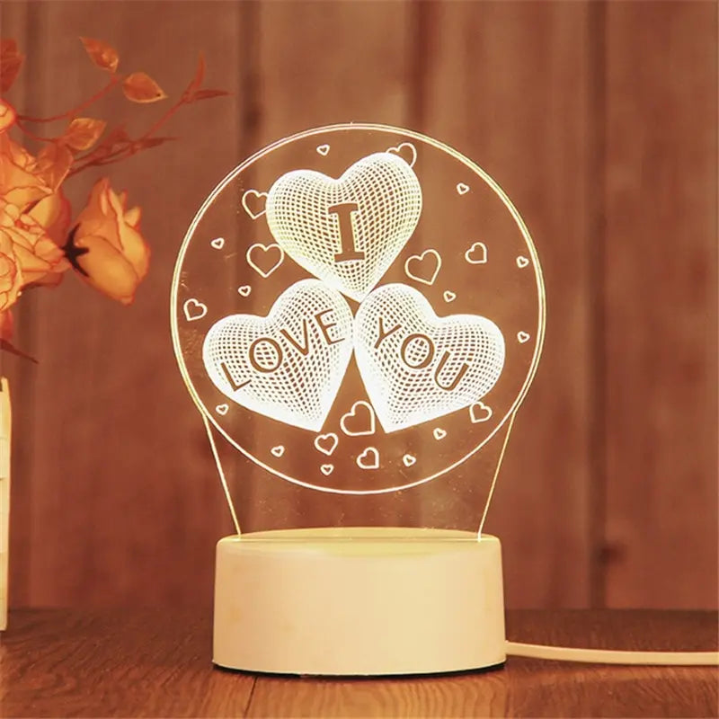 1pc Night Light Creative Acrylic Bedroom Bedside LED Table Lamp Holiday Event Gift System Gifts