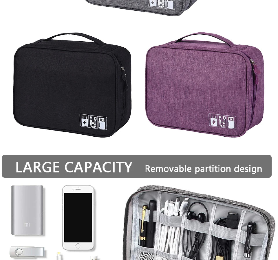 Cable Storage Bag Waterproof Digital Electronic Organizer Portable USB Data Line Charger Plug Storage Bag Travel Cable Organizer