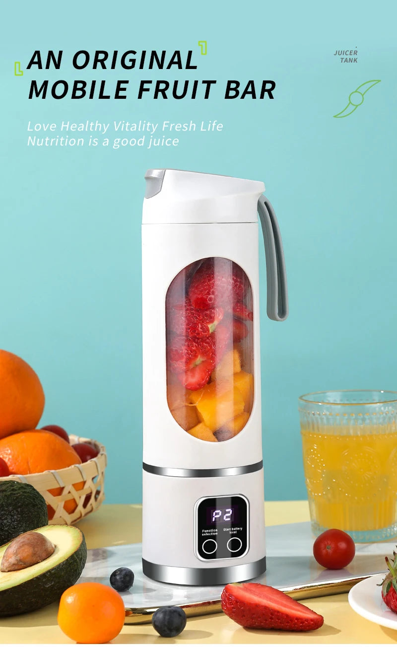 450ml Fruit Juicer 8 Blades 3 Gears USB Rechargeable Portable Blender Ice Crusher for Shakes and Smoothies Juicer Cup