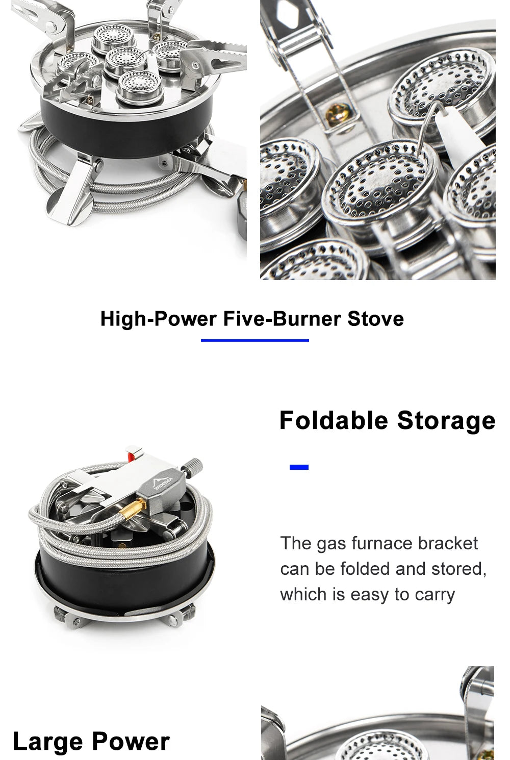 Widesea Camping Tourist Burner 8800W Gas Stove Cookware Portable Furnace Picnic Barbecue Tourism Supplies Outdoor Recreation