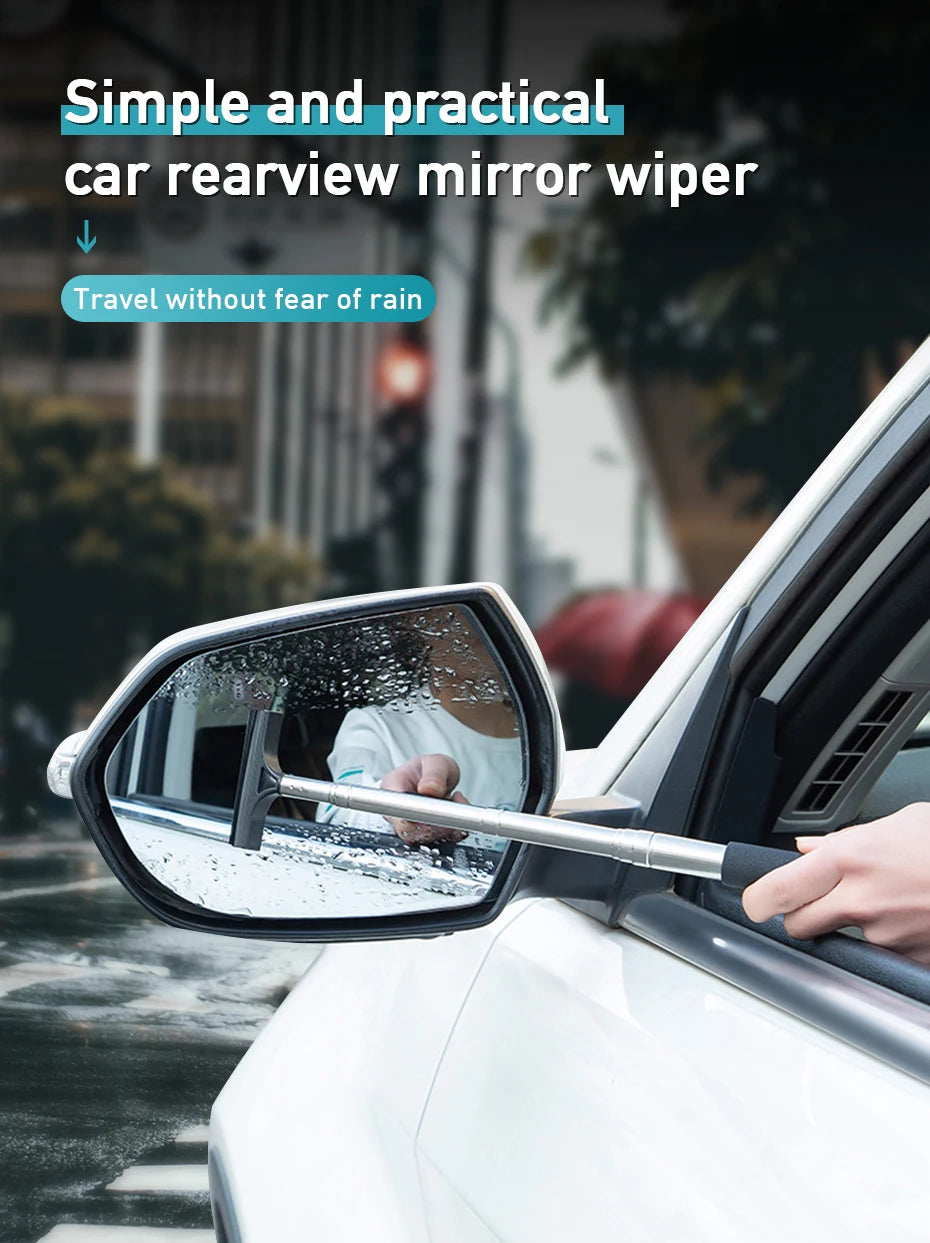 SEAMETAL Car Telescopic Rearview Mirror Squeegee Portable Rainy Glass Window Handheld Wiper Car Side Mirror Cleaning Tool