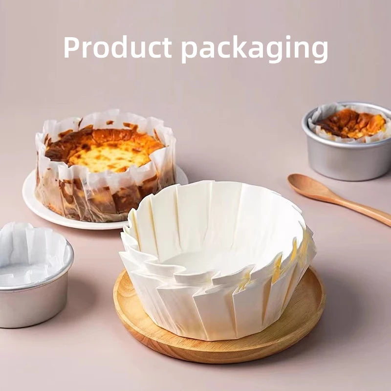 4/6/8 inch Basque Cheesecake Oil Paper Tray Foldable Cake Mold Disposable Release Mousse Cake Paper Baking Oil Proof Edge Paper