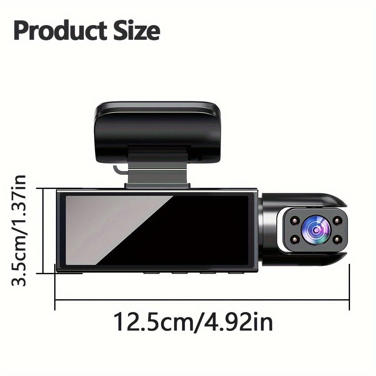 Dash Cam for Cars, Dual Camera Front 1080P and Inside 720P, with IR Night Vision, Loop Recording and 8.03 cm IPS Screen, Dual Lens Car Dashboard Video Cam (without SD Card)