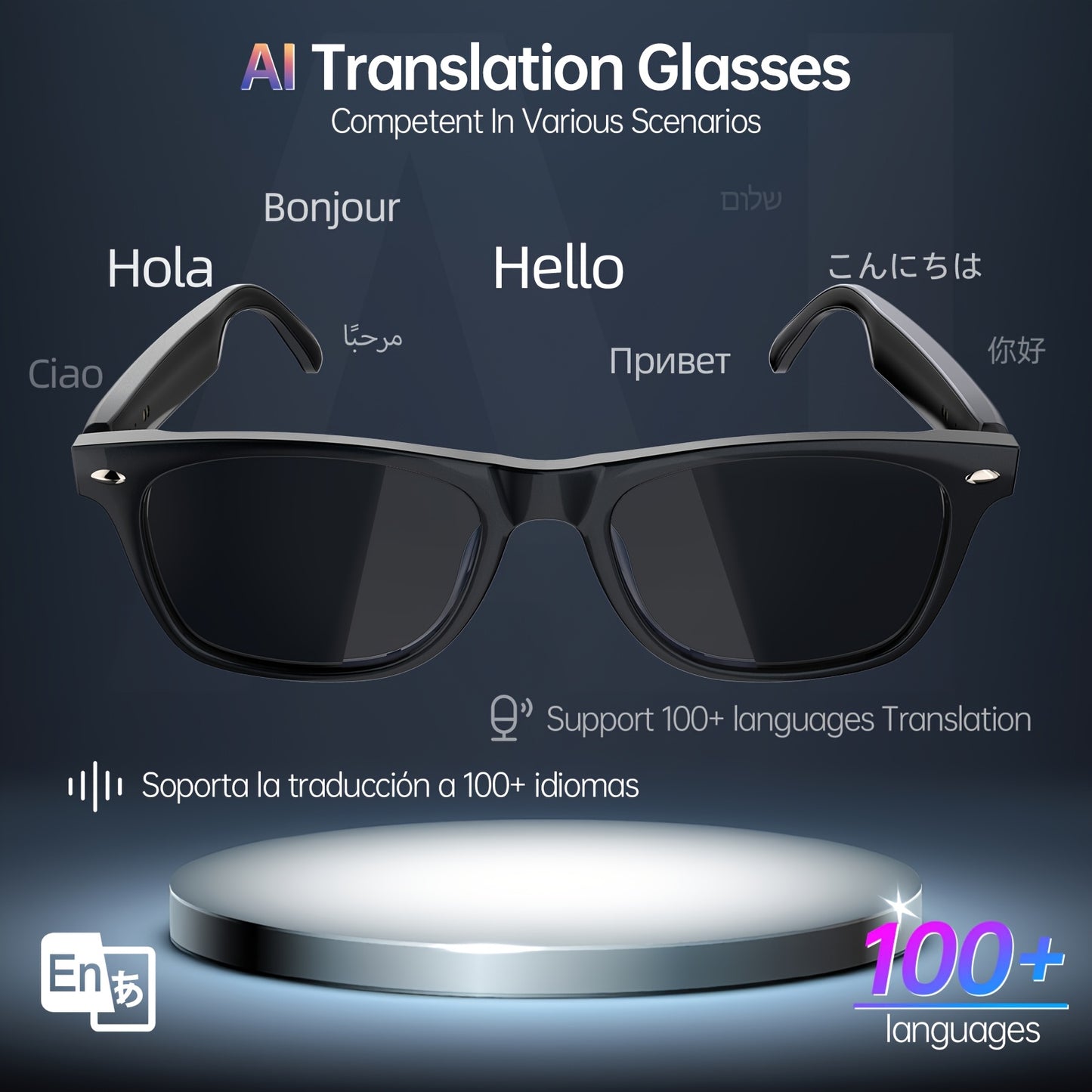 LIFEBEE 2025 New Translator Smart Wireless Glasses, Multifunctional Glasses That Support Translation in Over 100 Languages, Featuring Wireless Calling, Music Playback, And Real-Time Video Voice Translation for Both Men And Wo