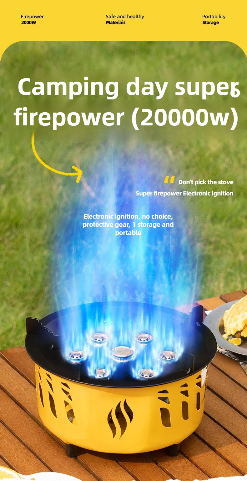 20000W Camping Stove Strong Fire Power Portable Tourist Camping Burners Folding Hiking Picnic BBQ Cooking Equipment Gas Stove