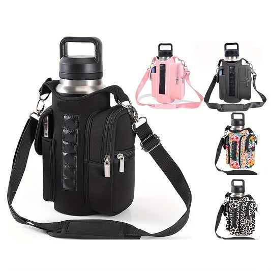 1pc Neoprene Multifunctional Fitness Bag with Magnetic Water Bottle Holder, Adjustable Strap & Phone Pocket, Unisex, Ideal for Workouts & Outdoor Activities, Small Gym Pouch - Perfect for Valentine'S Day, Easter, Independence