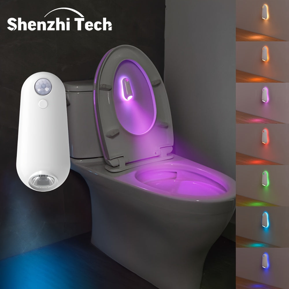 Shenzhi Tech Smart Motion Sensor LED Lamp, 1pc/2pcs USB Rechargeable RGB Toilet Night Lights for Home Bathroom