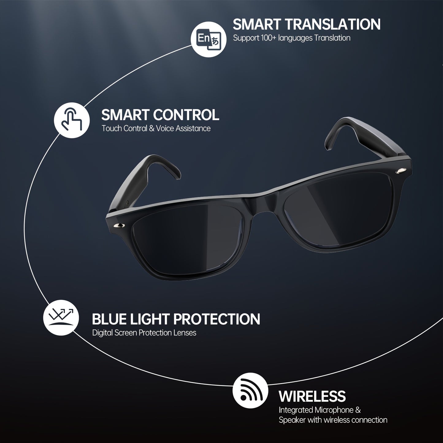 LIFEBEE 2025 New Translator Smart Wireless Glasses, Multifunctional Glasses That Support Translation in Over 100 Languages, Featuring Wireless Calling, Music Playback, And Real-Time Video Voice Translation for Both Men And Wo